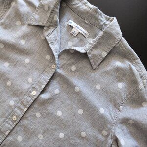 Southern Tide Size Large Button Down Long Sleeve Mens Shirt Polka Dots Gray